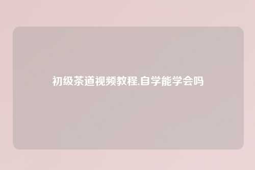 初级茶道视频教程,自学能学会吗