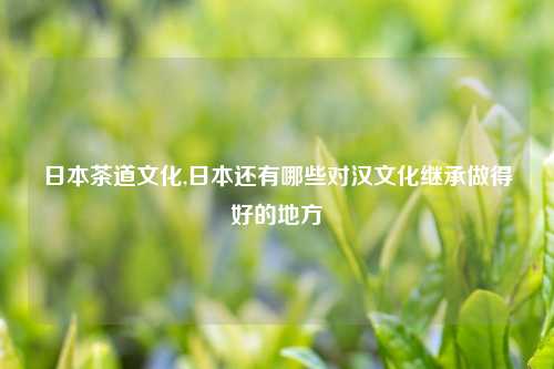 日本茶道文化,日本还有哪些对汉文化继承做得好的地方