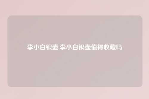 李小白银壶,李小白银壶值得收藏吗
