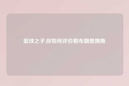 篮球之子,你如何评价勒布朗詹姆斯