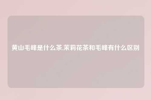 黄山毛峰是什么茶,茉莉花茶和毛峰有什么区别