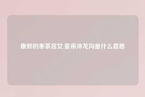 康熙的奉茶宫女,皇帝冲龙沟是什么意思