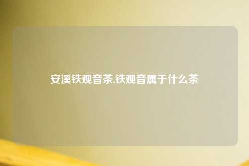 安溪铁观音茶,铁观音属于什么茶