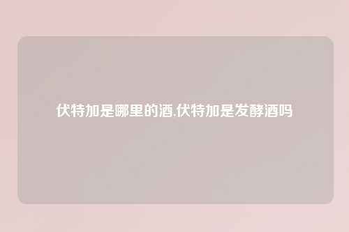 伏特加是哪里的酒,伏特加是发酵酒吗
