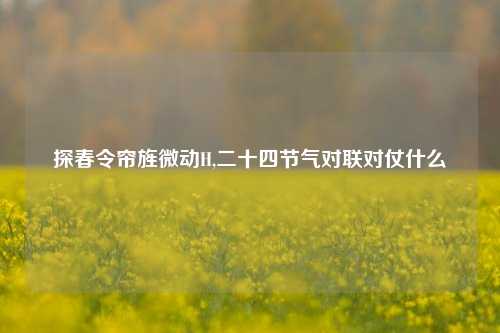 探春令帘旌微动H,二十四节气对联对仗什么