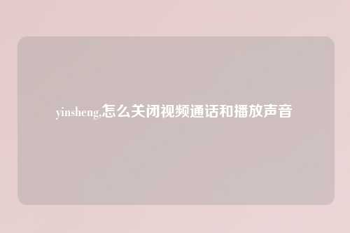 yinsheng,怎么关闭视频通话和播放声音