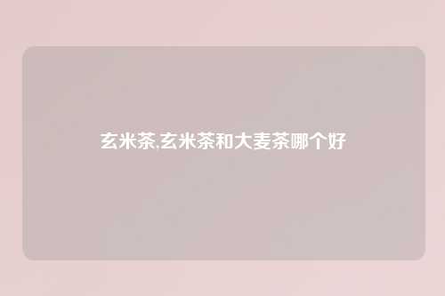 玄米茶,玄米茶和大麦茶哪个好