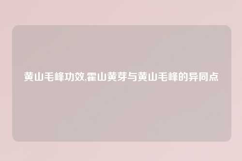 黄山毛峰功效,霍山黄芽与黄山毛峰的异同点