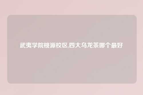 武夷学院桃源校区,四大乌龙茶哪个最好