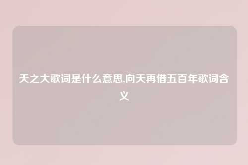 天之大歌词是什么意思,向天再借五百年歌词含义