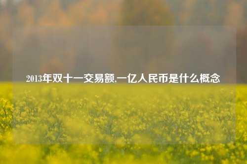 2013年双十一交易额,一亿人民币是什么概念