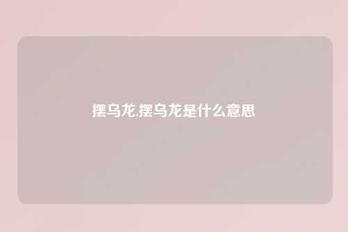 摆乌龙,摆乌龙是什么意思