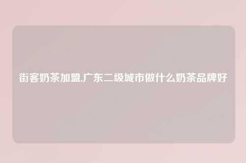 街客奶茶加盟,广东二级城市做什么奶茶品牌好