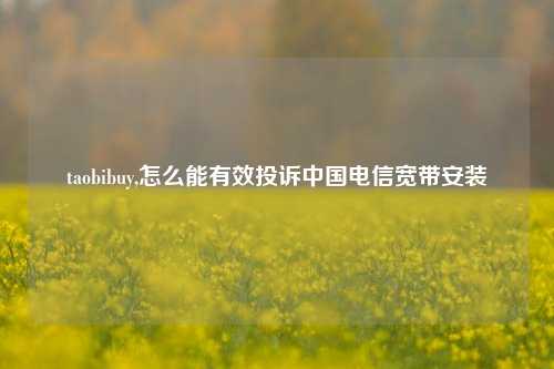 taobibuy,怎么能有效投诉中国电信宽带安装
