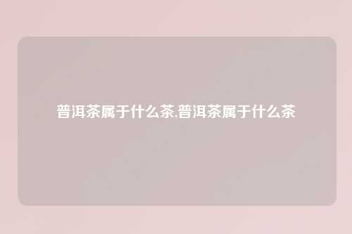 普洱茶属于什么茶,普洱茶属于什么茶