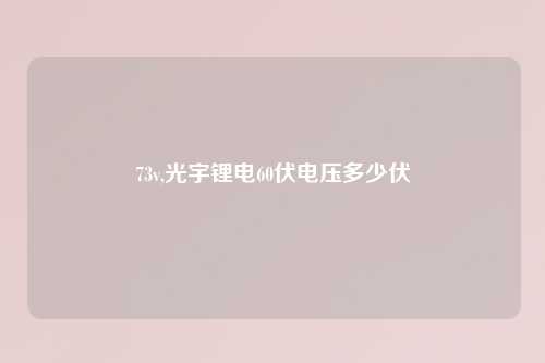73v,光宇锂电60伏电压多少伏