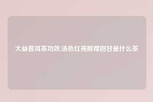 大益普洱茶功效,汤色红亮醇厚回甘是什么茶