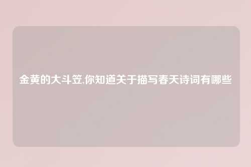 金黄的大斗笠,你知道关于描写春天诗词有哪些