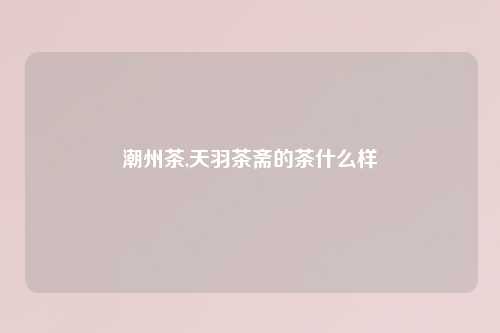 潮州茶,天羽茶斋的茶什么样