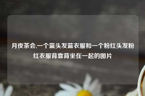 月夜茶会,一个蓝头发蓝衣服和一个粉红头发粉红衣服背靠背坐在一起的图片