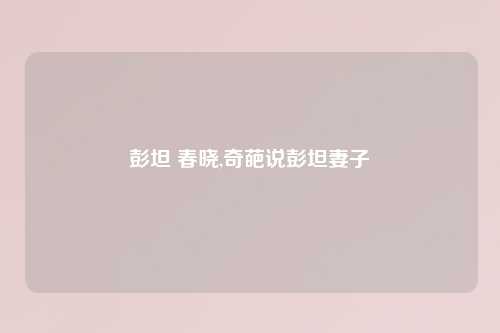 彭坦 春晓,奇葩说彭坦妻子