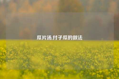 瓜片汤,付子瓜的做法