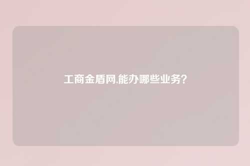 工商金盾网,能办哪些业务？