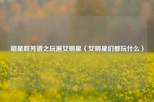 明星群芳谱之玩遍女明星（女明星们都玩什么）