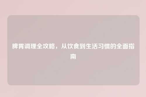 脾胃调理全攻略，从饮食到生活习惯的全面指南