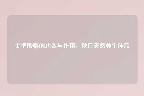 尖把酸梨的功效与作用，秋日天然养生佳品