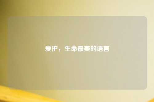 爱护，生命最美的语言