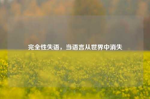 完全性失语，当语言从世界中消失