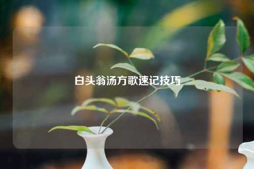 白头翁汤方歌速记技巧