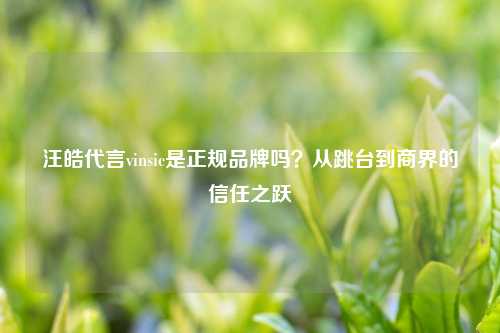 汪皓代言vinsic是正规品牌吗？从跳台到商界的信任之跃