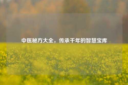 中医秘方大全，传承千年的智慧宝库