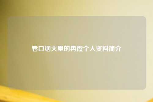 巷口烟火里的冉霞个人资料简介