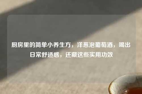 厨房里的简单小养生方，洋葱泡葡萄酒，喝出日常舒适感，还藏这些实用功效