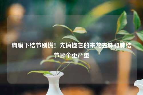 胸膜下结节别慌！先搞懂它的来龙去脉和肺结节哪个更严重