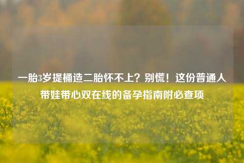 一胎3岁提桶造二胎怀不上？别慌！这份普通人带娃带心双在线的备孕指南附必查项