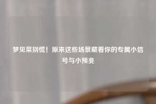 梦见菜别慌！原来这些场景藏着你的专属小信号与小预兆