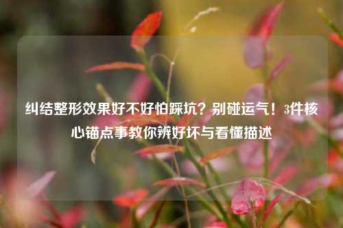 纠结整形效果好不好怕踩坑？别碰运气！3件核心锚点事教你辨好坏与看懂描述