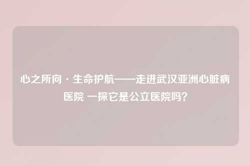 心之所向·生命护航——走进武汉亚洲心脏病医院 一探它是公立医院吗？