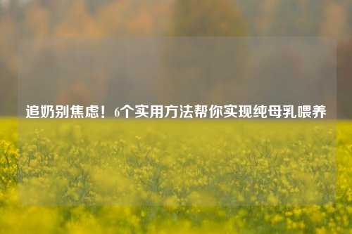 追奶别焦虑！6个实用     帮你实现纯母乳喂养
