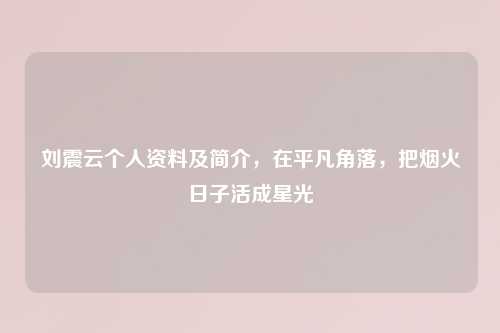 刘震云个人资料及简介，在平凡角落，把烟火日子活成星光