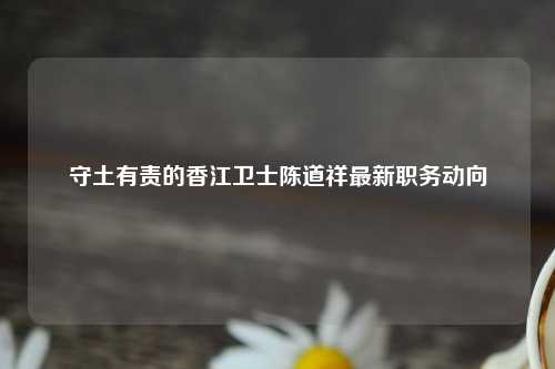 守土有责的香江卫士陈道祥最新职务动向