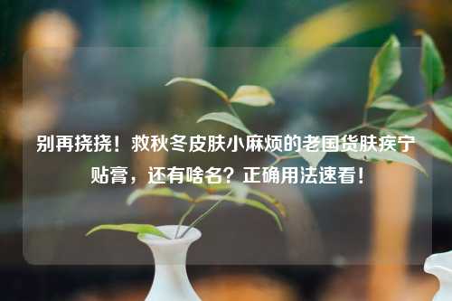 别再挠挠！救秋冬皮肤小麻烦的老国货肤疾宁贴膏，还有啥名？正确用法速看！