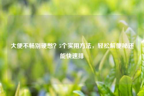 大便不畅别硬憋？5个实用     ，轻松解便秘还能快速排