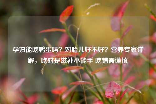 孕妇能吃鸭蛋吗？对胎儿好不好？营养专家详解，吃对是滋补小能手 吃错需谨慎