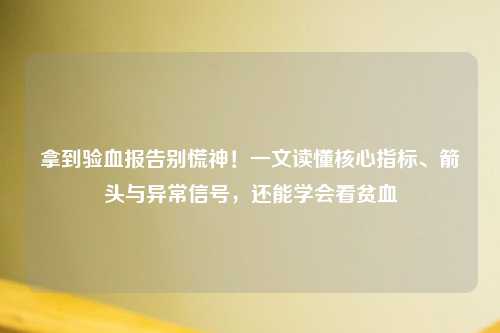 拿到验血报告别慌神！一文读懂核心指标、箭头与异常信号，还能学会看贫血