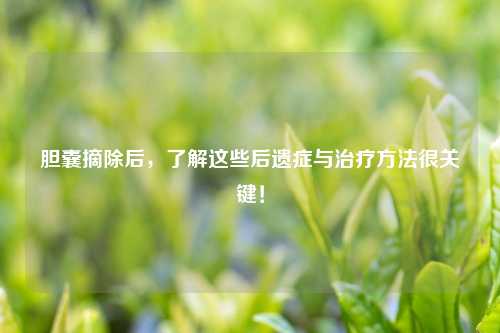 胆囊摘除后，了解这些后遗症与治疗     很关键！
